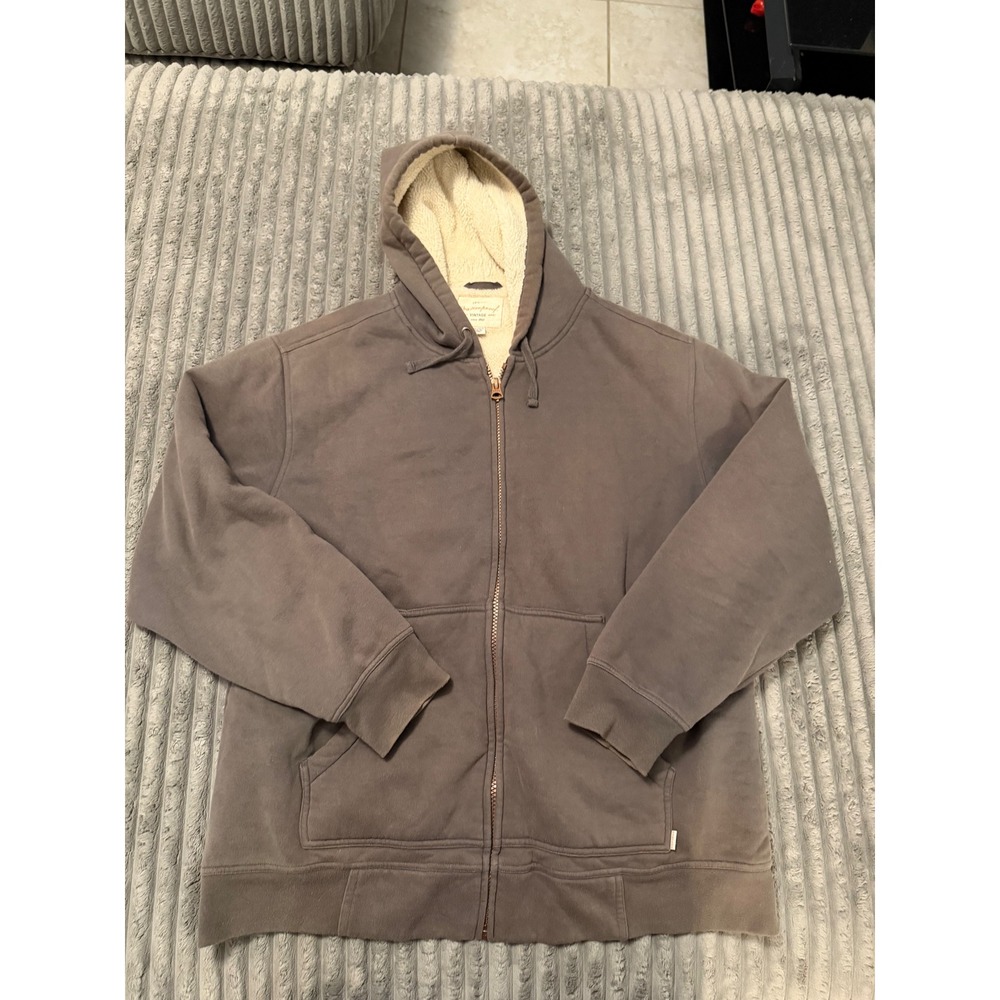 Weatherproof Vintage Mens XXL Sherpa Lined Full Zip Hoodie Charcoal Gray Jacket